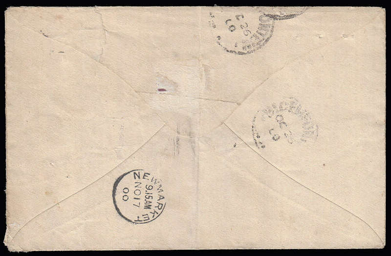 BOER WAR 1900 OFS FRANKED 1d WITH LADYBRAND NUMERAL CANCEL 17 PROVING COVER ADDRESSED TO UK. TAXED
