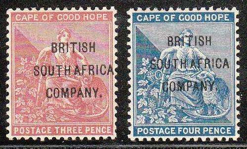 RHODESIA 1896 MATABELE REBELION 3d & 4d FINE LMM. CAT R700