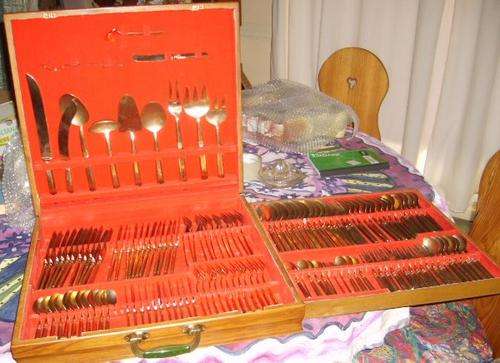 1920's Brass Cutlery Canteen 12 place setting (double layer)