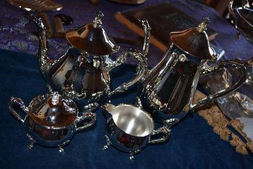PRETTY FOUR PIECE SILVER PLATED TEA SET UNUSED