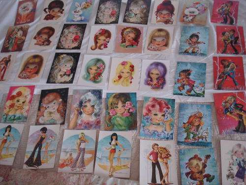 COLLECTION OF 40 VINTAGE RETRO CUTE POSTCARDS