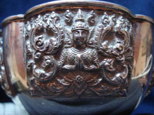 PRETTY ASIAN SILVER BOWL POSSIBLY SIAMESE