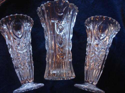 TRIO OF VINTAGE GLASS VASES
