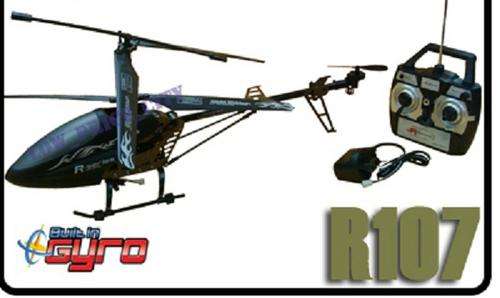 ****67CM**** R107 BLACK 3.5 Channel Radio Control Helicopter with Gyro