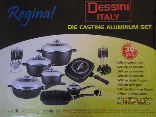 Dessini Regina 30 Piece Die Cast Aluminum Cookware Pot Set - NON STICK - IN STOCK