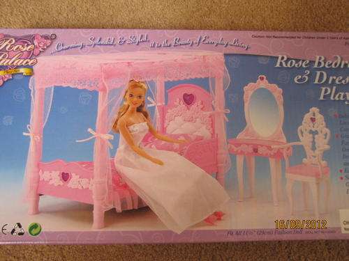 Doll house furniture - Rose bedroom & dressing playset