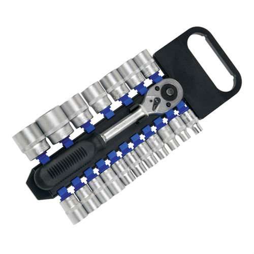 19PCS 1/2"drive socket set on rail,