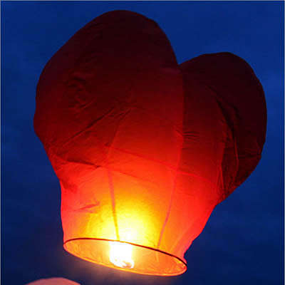 Heart Shaped Sky Lanterns, great alternative to fireworks