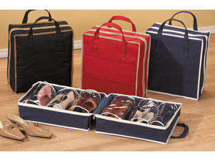 Portable SHOE TOTE, Stores and protects up to 6 pairs of shoes