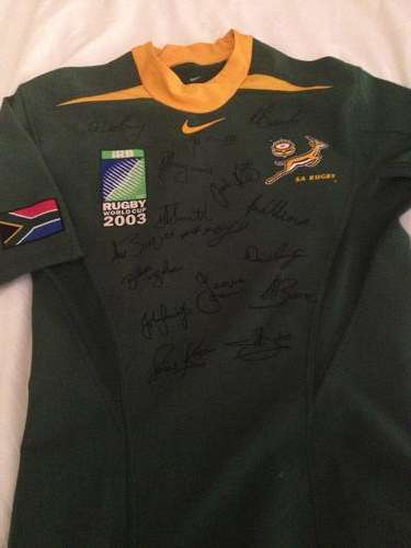 2003 World Cup rugby jersey signed by the squad