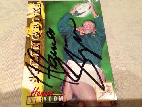 Hand signed Hannes Strydom rugby card