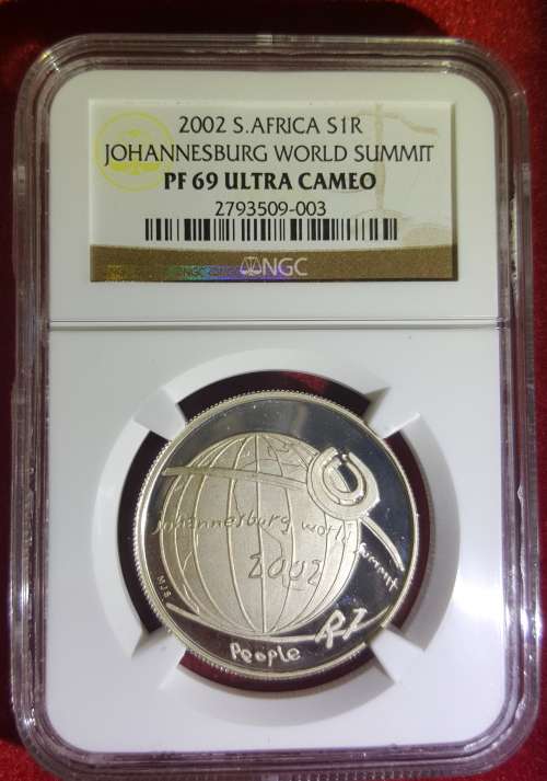 2002 R1 Silver  Johannesburg World Summit  PF69 Ultra Cameo