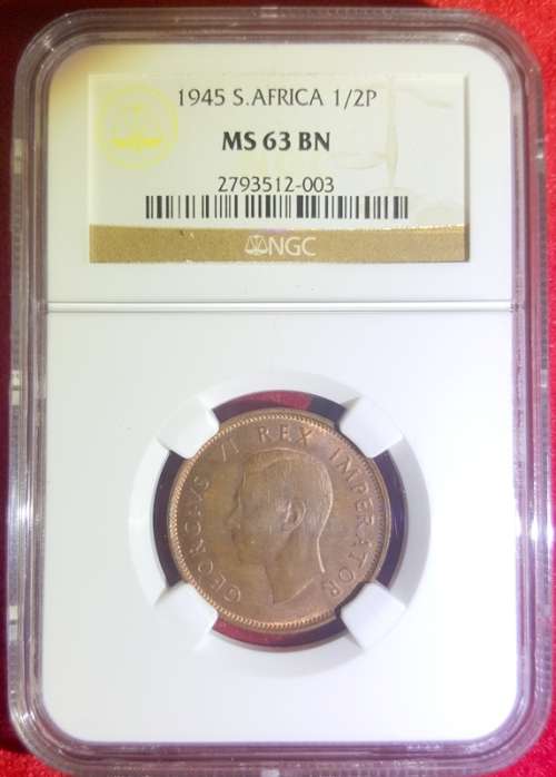 1945 1/2 D Half Penny MS63BN