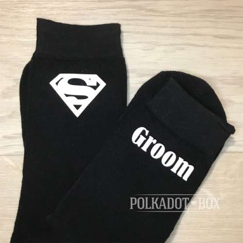 Superman Groom Wedding Socks