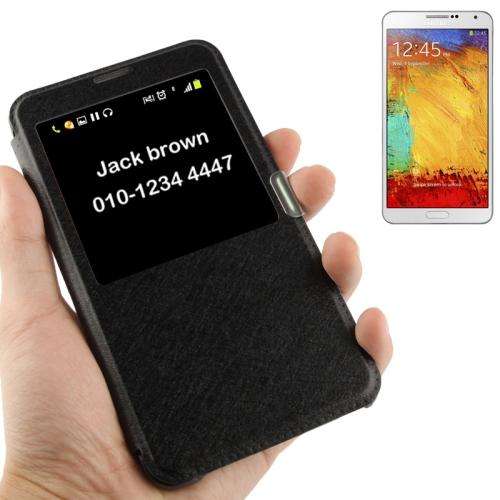 Samsung Galaxy Note 3 Black Call display Flip Leather Case