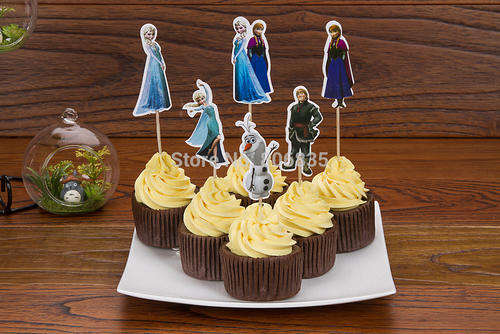 12 frozen cardboard cupcake toppers