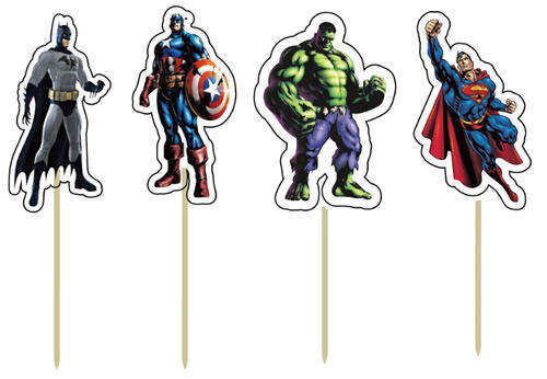 superhero cardboard cupake toppers (set of 12)