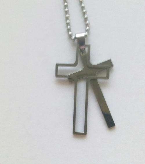 ***NEW*** Stainless Steel DOUBLE CROSS Pendant & Chain