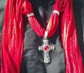 Fashionable STUNNING RED Cross Scarf - Dress up any outfit!