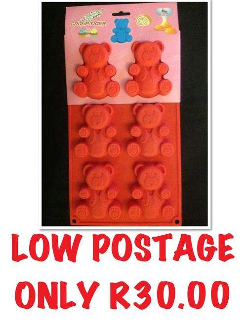 ***SAVE  LOW, LOW SHIPPING R30*** - Teddy 6 SILICONE TRAY - ideal for cakes, puddings, jellies