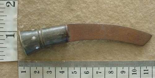 Gurkha kukri or khukuri knife, one of two small knives that go in back of the scabbard, bone handle
