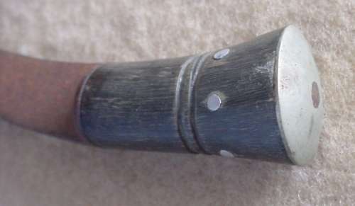Gurkha kukri or khukuri knife, one of two small knives that go in back of the scabbard, bone handle