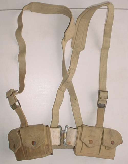 SA UDF issued WW2 Pattern 37 webbing belt, cross straps and ammo pouches, made in Canada, dated 1940