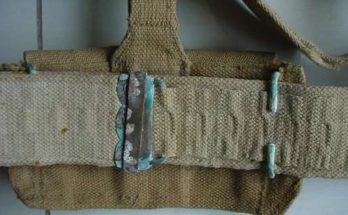 SA UDF issued WW2 Pattern 37 webbing belt, cross straps and ammo pouches, made in Canada, dated 1940