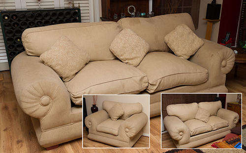 3 Piece 6 Seater Large Fabric Lounge Suite