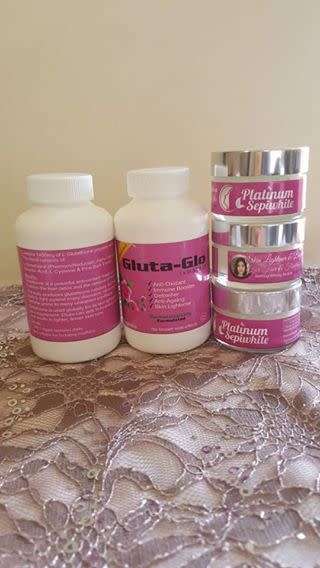GLUTA-GLO GLUTATHIONE IV LIGHTENING CAPSULES + Creams