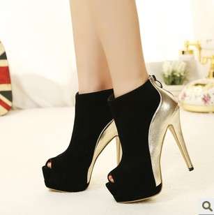 Ladies Black and Gold Booties