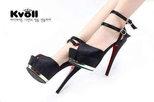 Ladies Black Satin Platforms with Double Ankle Strap (bigger sizes available)