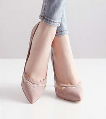Ladies Nude Stilettos With Mesh Detail
