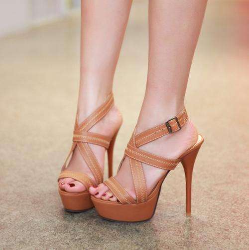 Ladies Nude Strappy Platform Sandal
