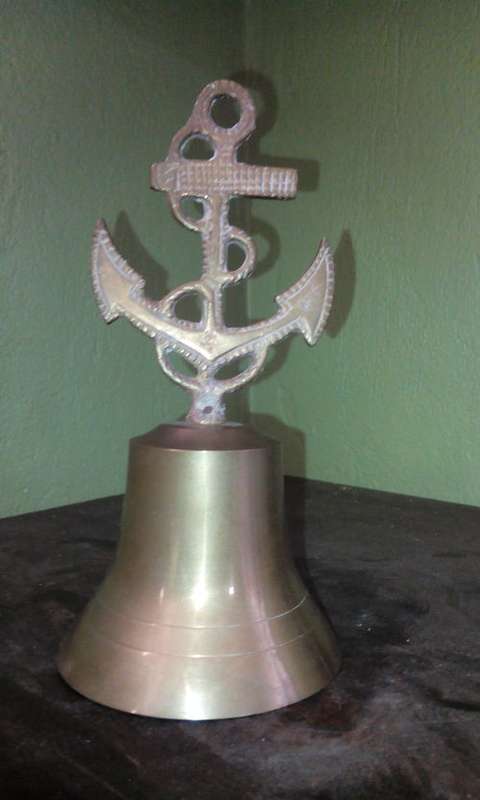 Nautical solid Brass Bell with Anchor / Rope Handle Design