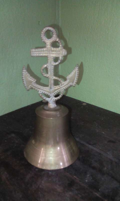 Nautical solid Brass Bell with Anchor / Rope Handle Design