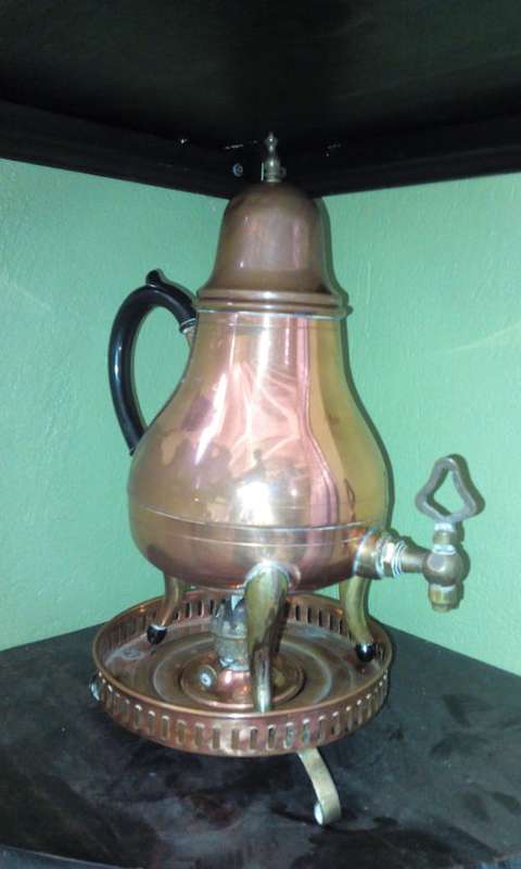 Vintage Royal Holland Daalderop Copper & Brass Samovar Tea Coffee Pot & Stand (NEVER USED)