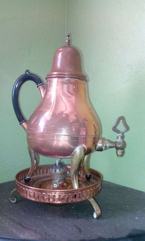 Vintage Royal Holland Daalderop Copper & Brass Samovar Tea Coffee Pot & Stand (NEVER USED)