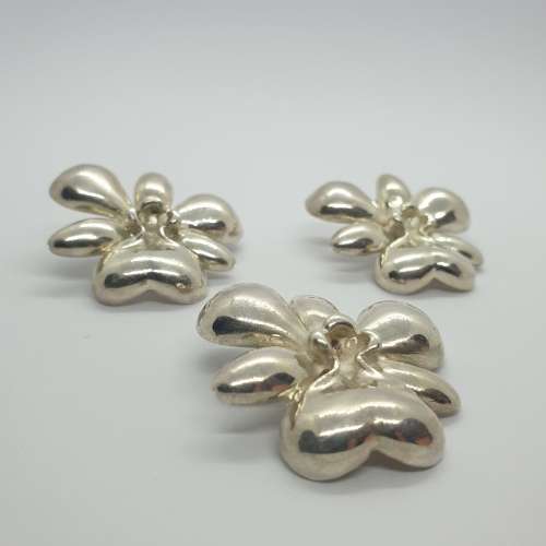 Sterling Silver Flower Earrings and Pendant set | Lucille maker stamp 35.6g total weight.