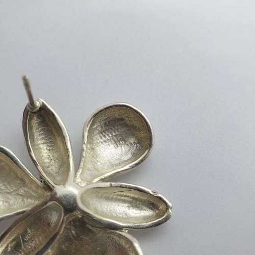 Sterling Silver Flower Earrings and Pendant set | Lucille maker stamp 35.6g total weight.