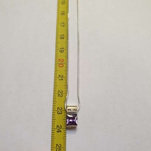 Beautiful Sterling Silver Necklace with Purple Stone Pendant