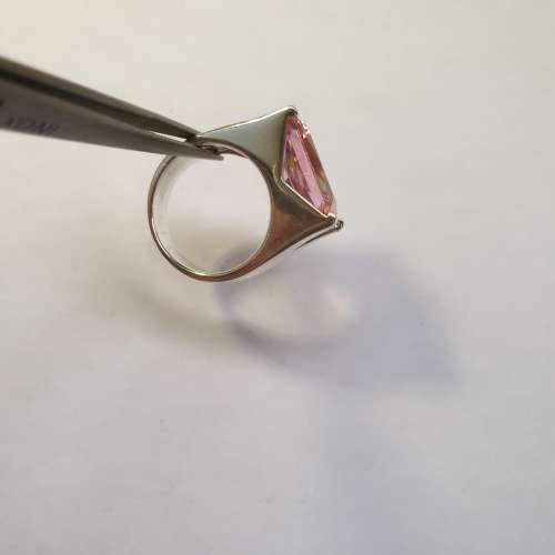Magnificent Sterling Silver Ring with big Pink Center Stone | Size O