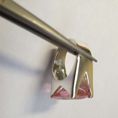 Magnificent Sterling Silver Ring with big Pink Center Stone | Size O