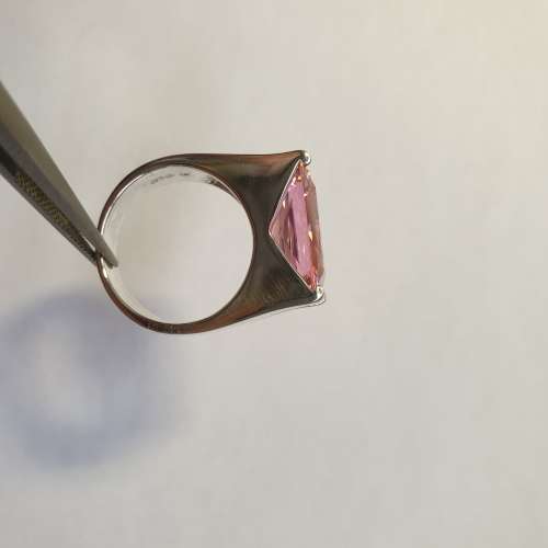 Magnificent Sterling Silver Ring with big Pink Center Stone | Size O