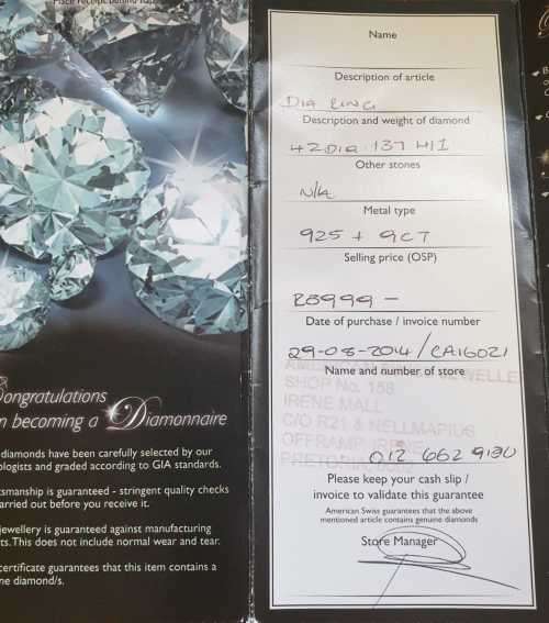 925 Silver & 9ct Gold Ring with 42 Diamonds (.137ct in total) | Size O- | American Swiss Cert