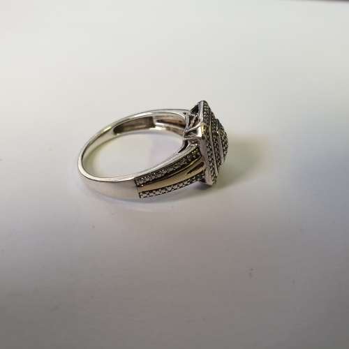 925 Silver & 9ct Gold Ring | With Diamonds | American Swiss | Size M