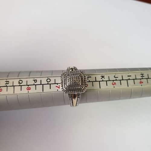 925 Silver & 9ct Gold Ring | With Diamonds | American Swiss | Size M