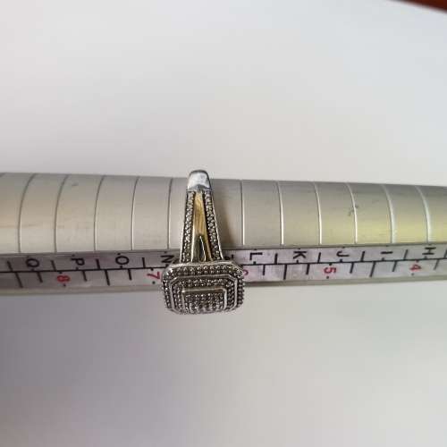 925 Silver & 9ct Gold Ring | With Diamonds | American Swiss | Size M