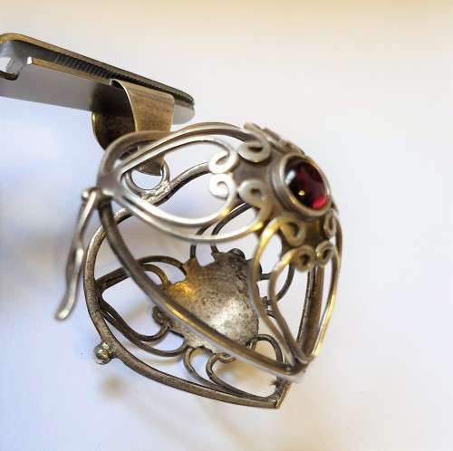 Sterling Silver Mexican Cage Pendant for Chime Ball in a Beautiful Heart Shape