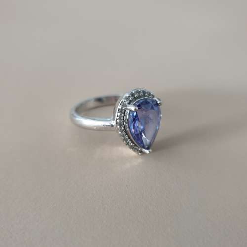 Exquisite Blue Pear Shaped Gemstone 925 Sterling Silver Ring